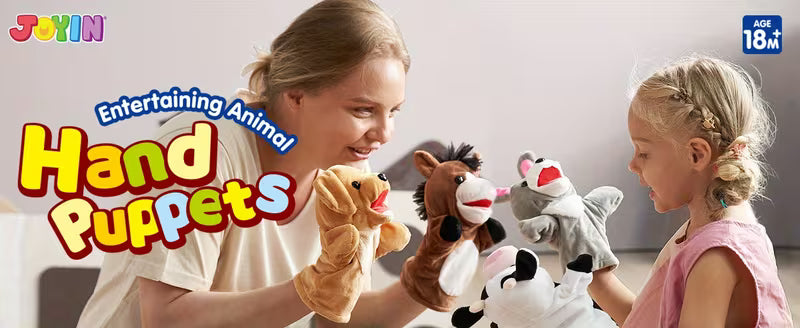 SYNCFUN 6-Piece Kids Hand Puppet Set with Working Mouth Plush