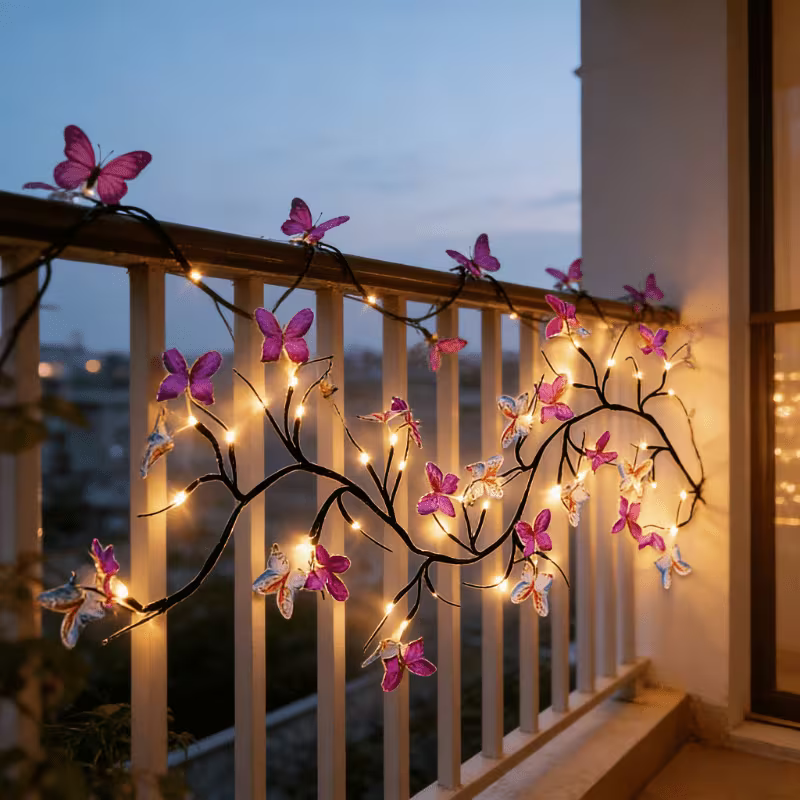 50pcs Set Warm White Bendable LED Willow Vine And Butterfly String Lights (30 Leds + 20