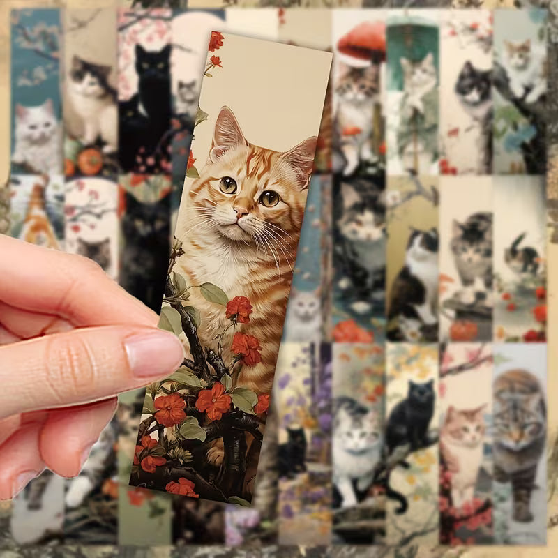 Cute Cartoon Cat Bookmarks - Artistic Graffiti Style, Practical Set