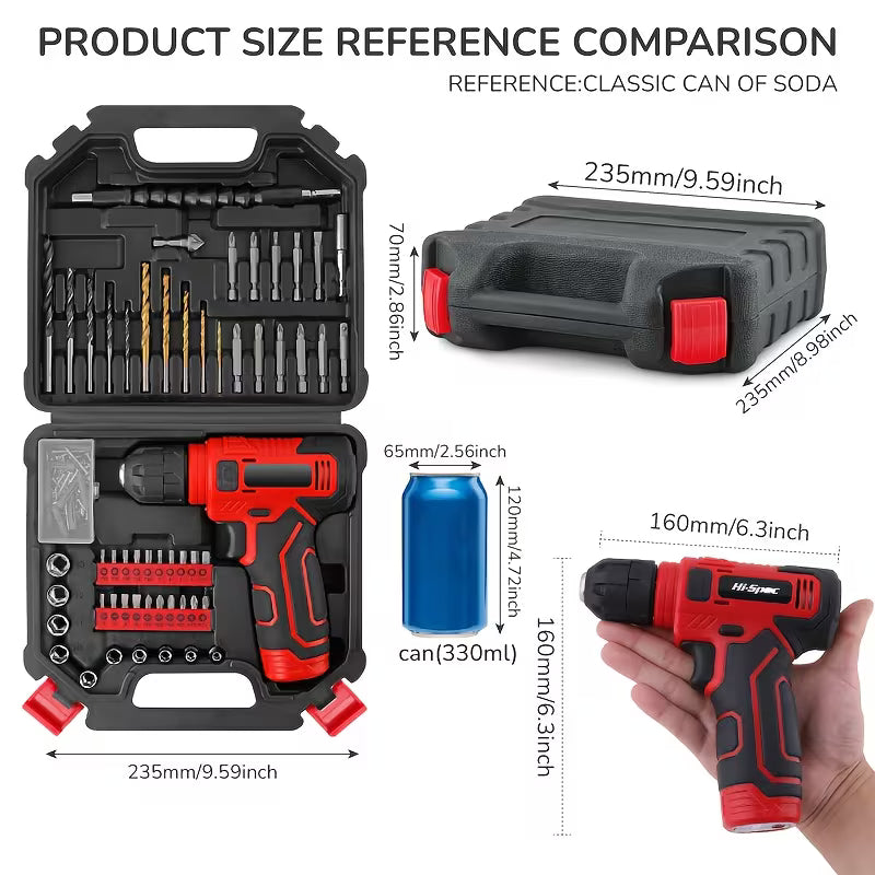 Hi-Spec 8V Electric Screwdriver Drill Bit Accessory Set