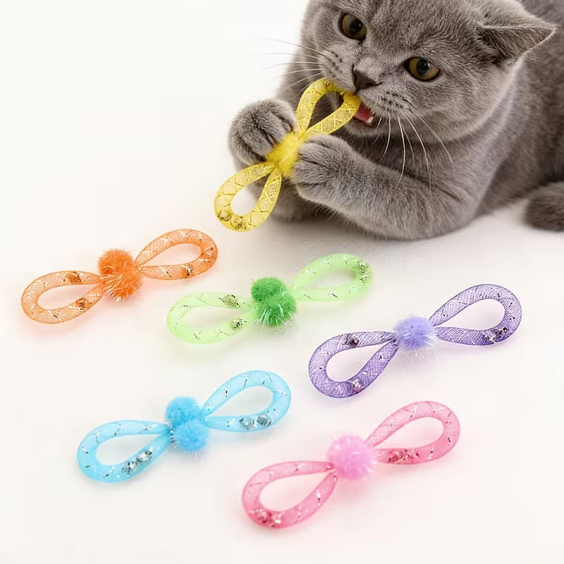 Pet Cat Tube with Bell Toy Kitten Toys Bowknot Relieve Set, Random Color
