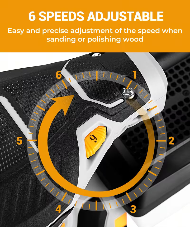 DEKO Random Orbital Sander, 300W Electric Palm Sander with 6 Variable Speeds