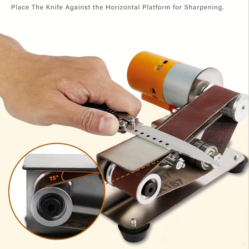 Mini Belt Sander Electric DIY 7 Adjustable Speed Control Small Grinder Sharpener Polisher Machine