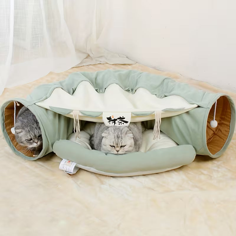 Foldable and Detachable Pet Cat Bed Tunnel Plush