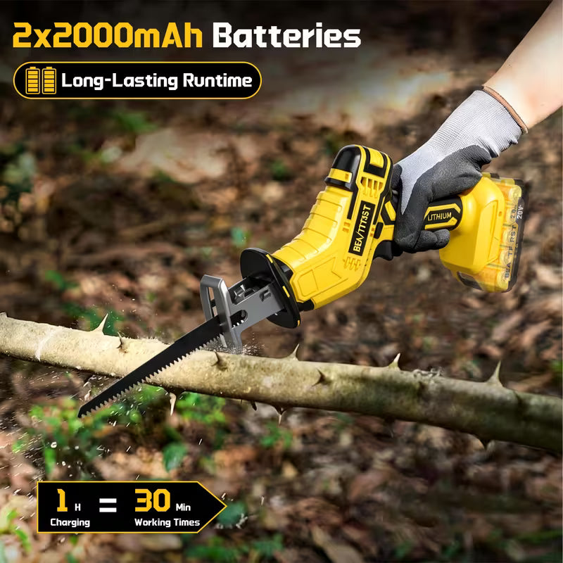 Newly Upgraded Electric Reciprocating Saw, Wireless HandSaw with LED Light And Safety Lock