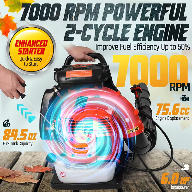 63/80CC Gasoline Backpack Blower, High-Performance Two-Stroke Gasoline Leaf