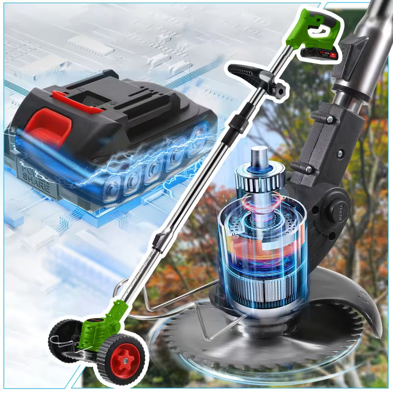 ELENXS Portable Lawn Mower with 2 High-Capacity Lithium Batteries And 5 Types Interchangeable