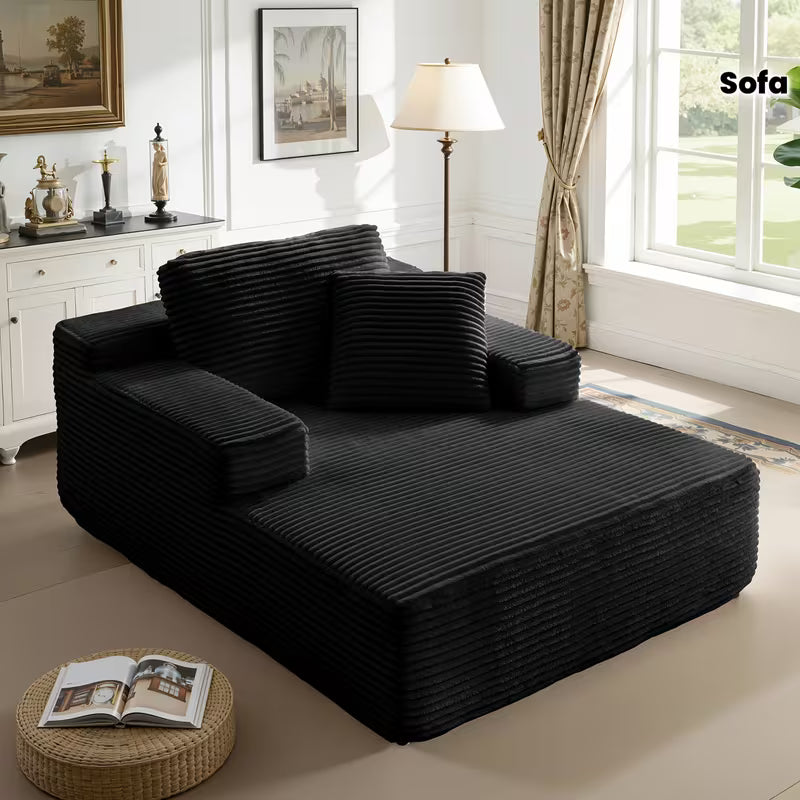 51-Inch Oversized Boneless Lounge Chaise Recliner - Corduroy Sofa with Pillows And Armrests