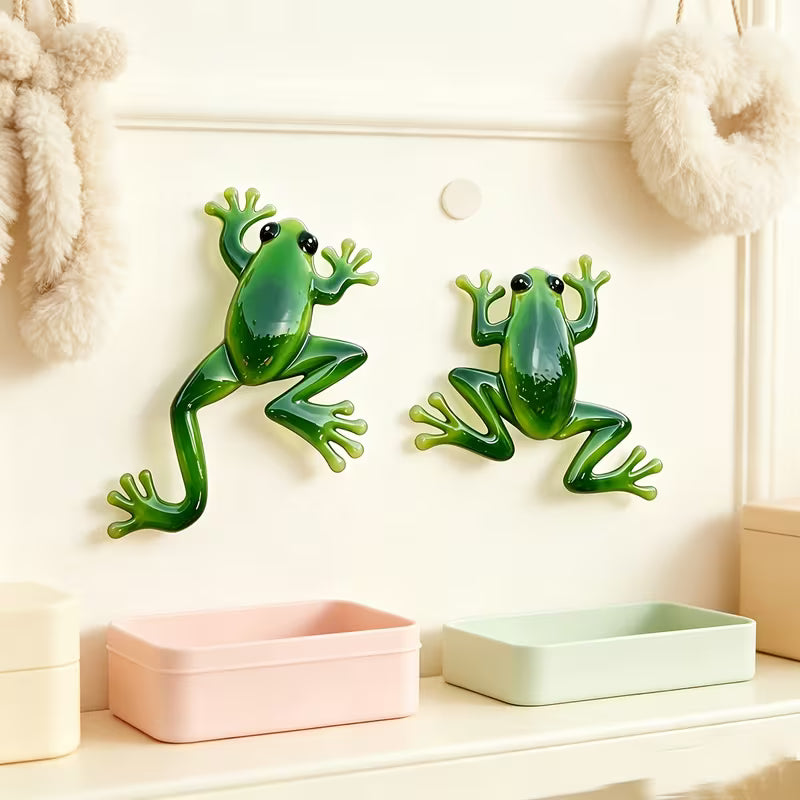 Wrought Iron Wall Decor, Metal Frog Statue Wall Set, Metal