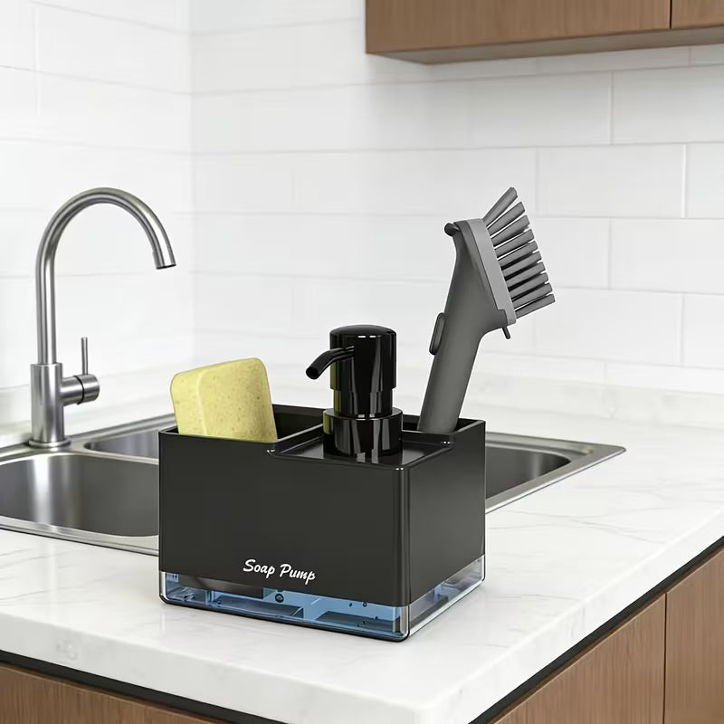 Multi-functional Liquid Soap Dispenser, Integrated Sponge Rack, Countertop Organizer
