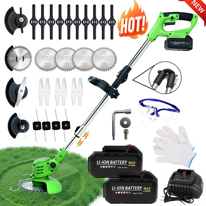 Household Portable Electric Grass Trimmer, Comes with 1/2 High-Capacity 21V Batteries