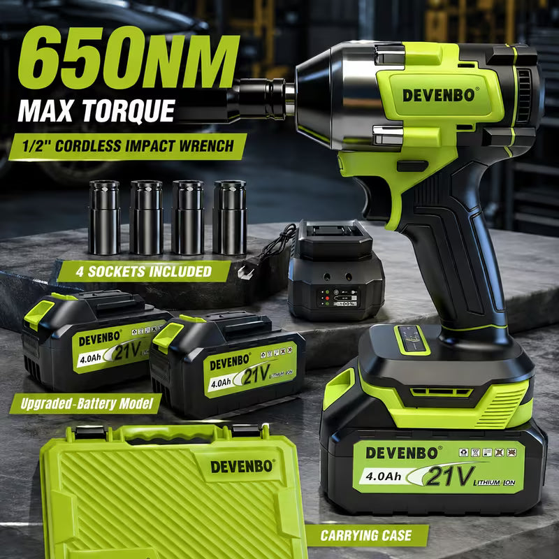 650N.M High Torque, 21 Volt Wireless Impact Wrench