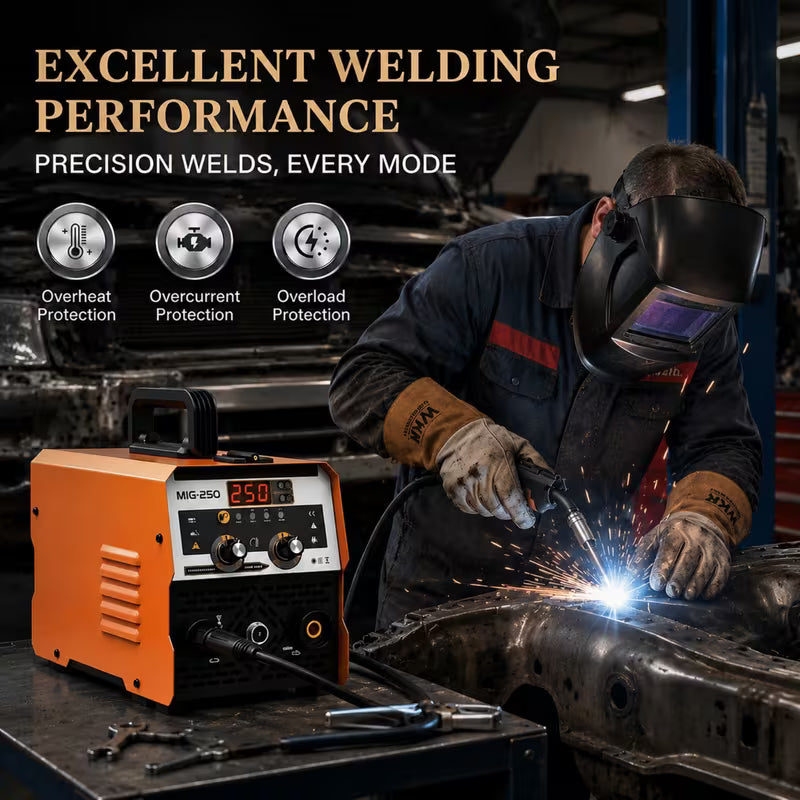 250A MIG Welding Machine, Three in Oneprocess Flux Cored Wire MIG/manualwelding Rod/lifting TIG