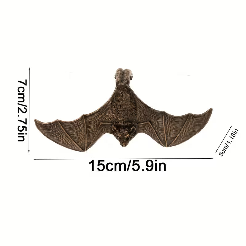 1pc Resin Bronze Winged Bat Planter Hanger, Bat Element, Garden Decoration, Planter Companion