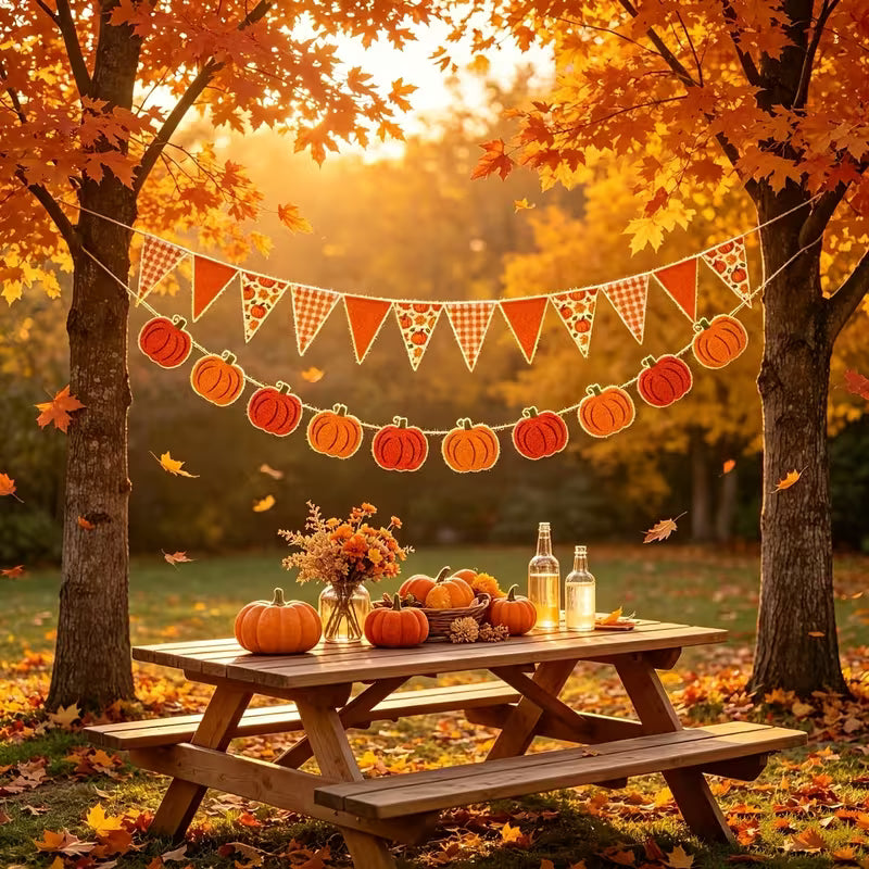 Fall Triangular Banners and Pumpkin Banners Are Perfect for Decorating for Both Thanksgiving