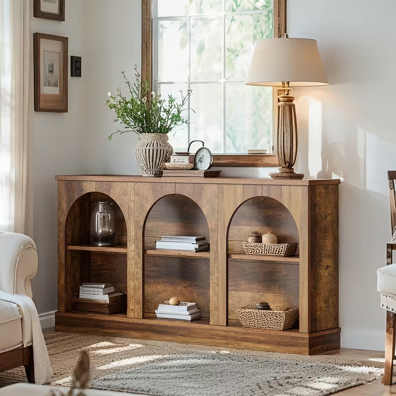 62.99" Modern Farmhouse & Industrial Console Table - -Long Sofa Table Behind Couch