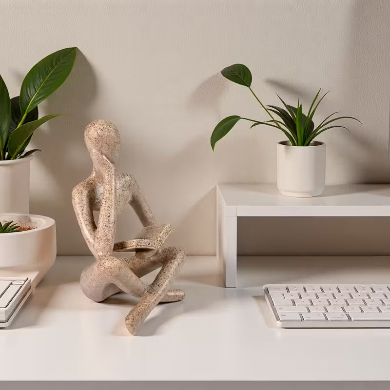 1pc a Stylish Sandstone Resin Figure for Reading - a Versatile Decoration for Both Indoor