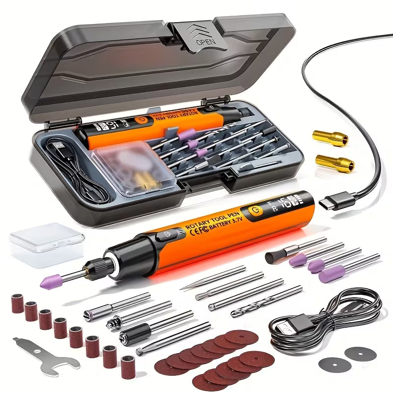 40-in-1 Rotary Tool Set, 6-speed Adjustment, USB Charging