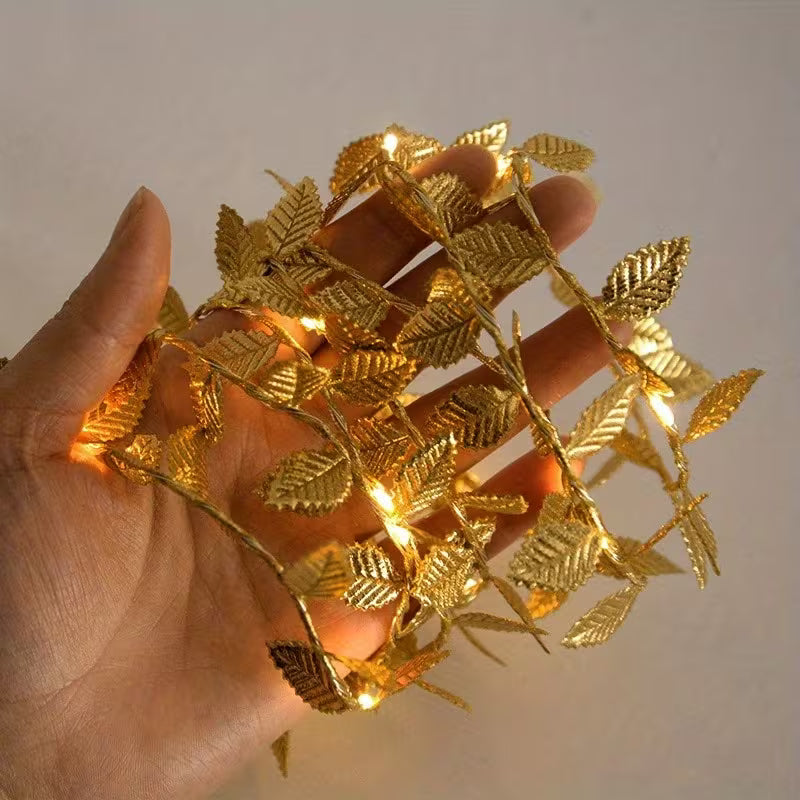 78.74inch/20LED 3m/30LED Golden Leaf Garland Fairy Lights, Warm, White