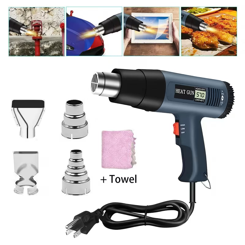 2500W Heat Gun Hot Air Gun Dual Temperature Settings 352°F-1202°F Fast Heating Hot Air Gun Electric