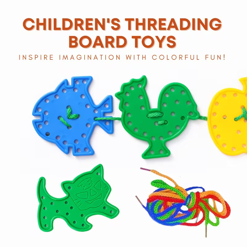 10-Piece Random Fun and Educational Handmade Threading Boards Random