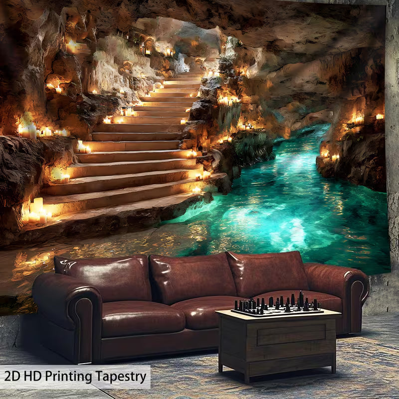2D Flat, 1pc Extra Large Cave Adventure Tapestry - 2D Set
