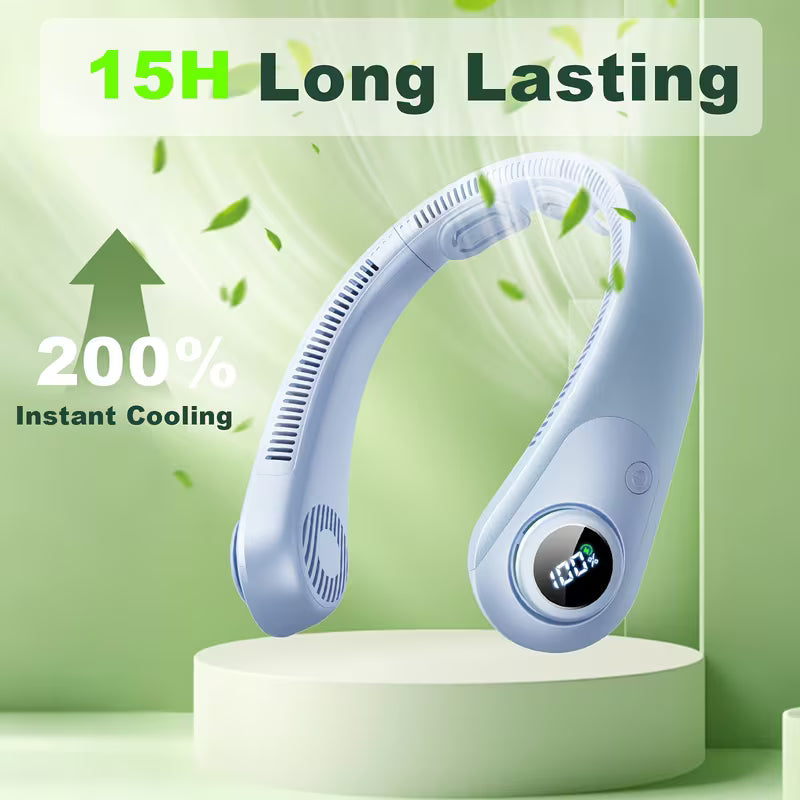 Portable Neck Fan with Hands-Free Operation & Neck Support - 5-Speed Adjustable Wearable