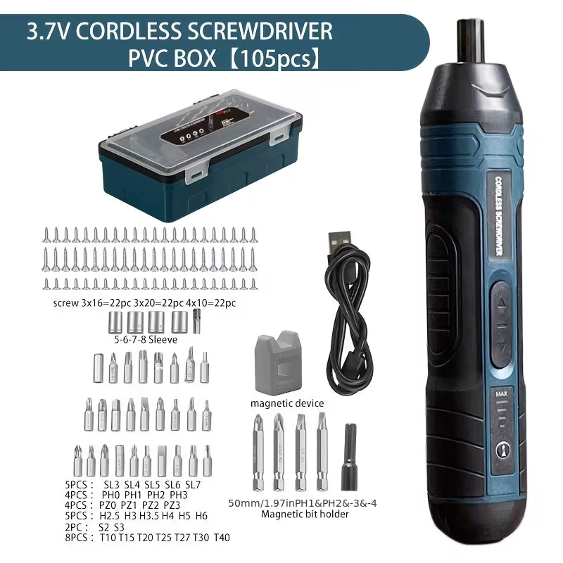 Set Torque-Adjustable Straight Handle 3.6V Electric Screwdriver, Small