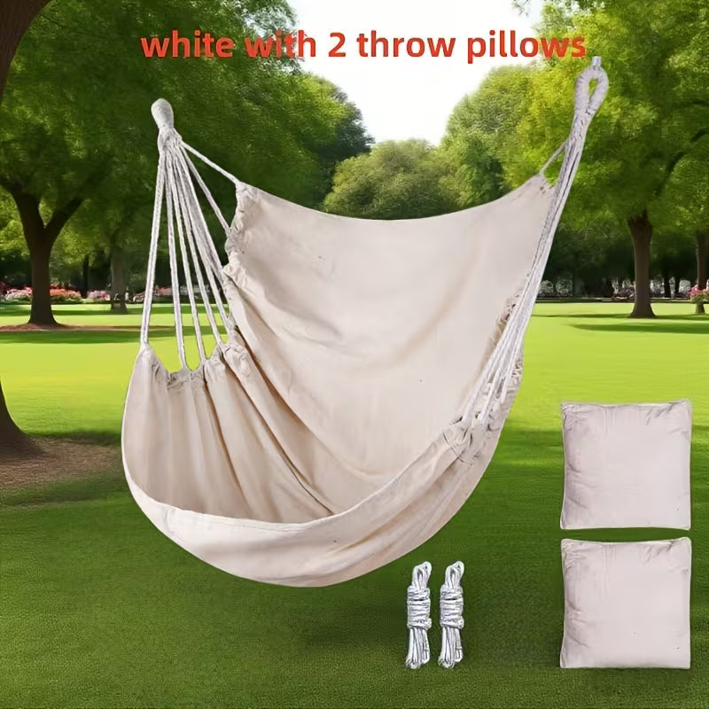 1pc of Deluxe Patio Hanging Chair with 2 Cushions, Outdoor Rocking Chair, Leisure Hammock Chair