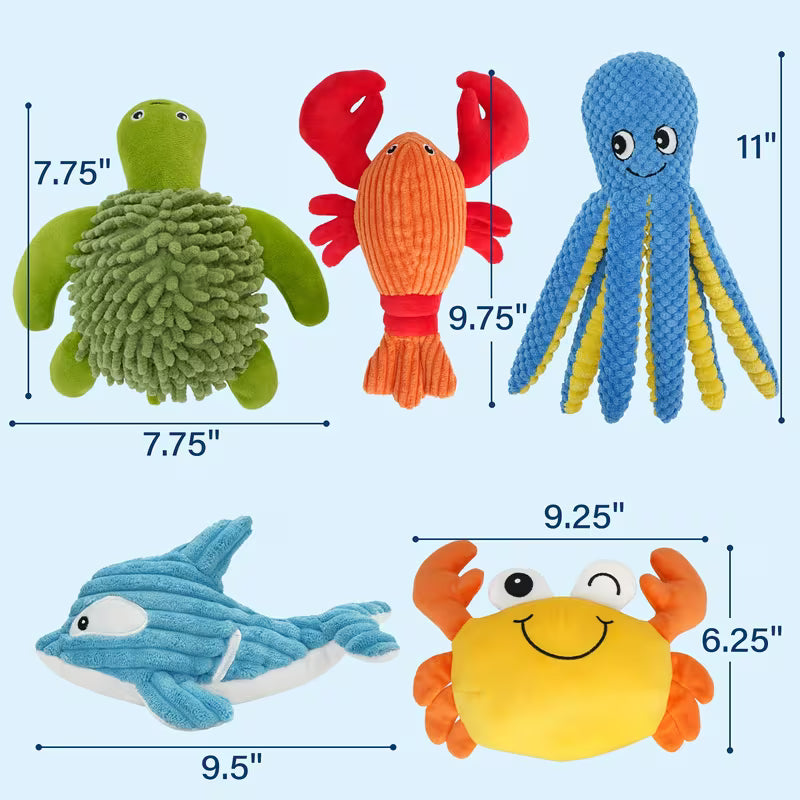Dog Toys, Plush Dog Squeaky Toys, Assortment Animal Pet Toy Set