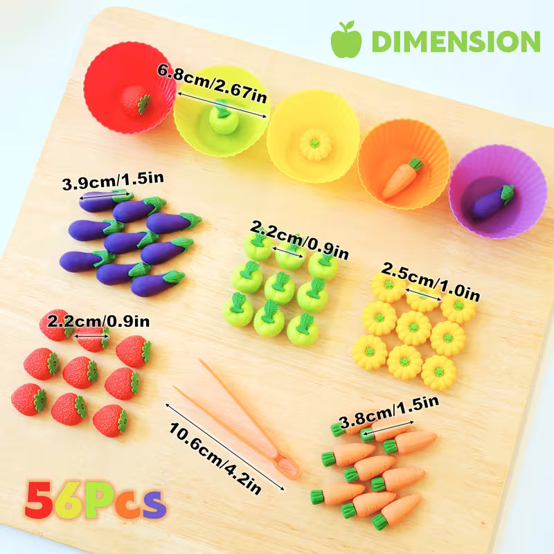 Set of 56-Piece for Sorting and Counting Vegetables