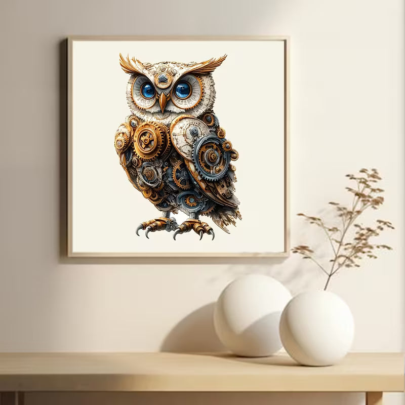 Mechanical Owl Wooden Jigsaw Puzzle, Irregular-Shaped Puzzle Toy, Unique Party, Wooden