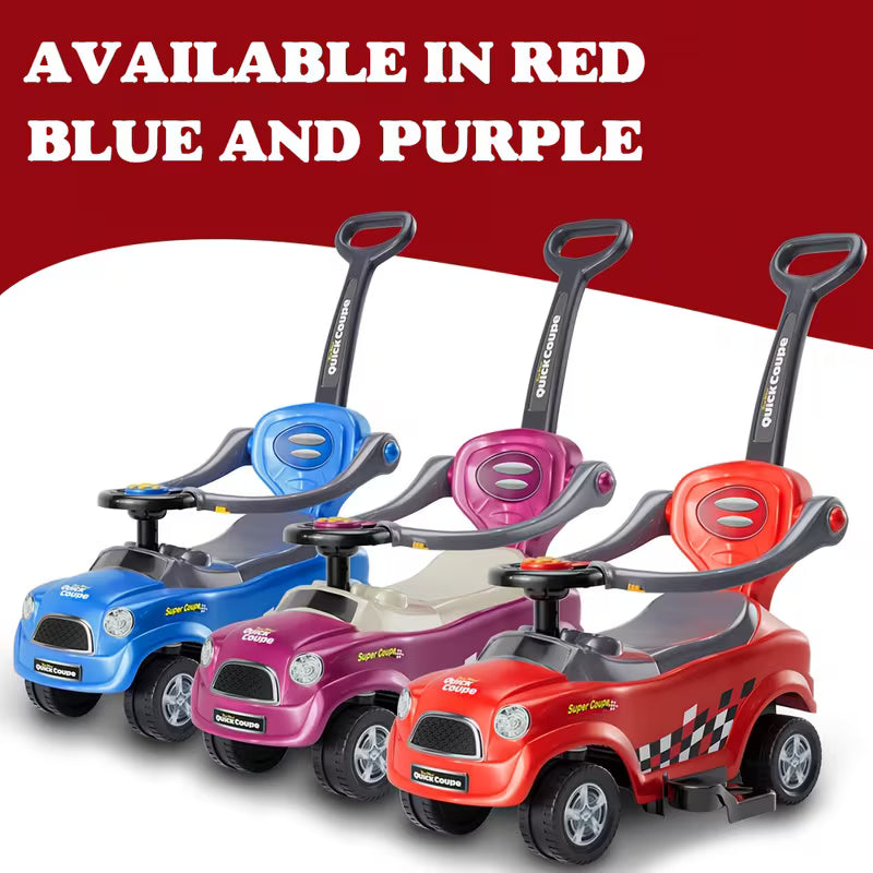 3-In-1 Toddler Ride on Push Car with Music Steering Wheel & Safety