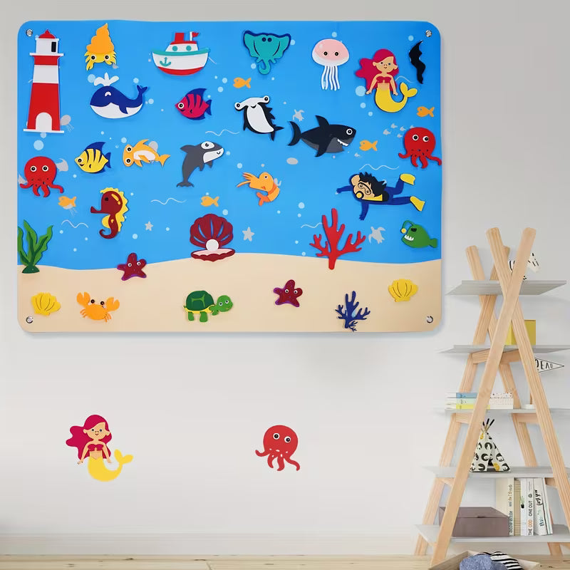 Educational Toys Underwater Animal Felt Storyboard Set 29.5x40 Inches
