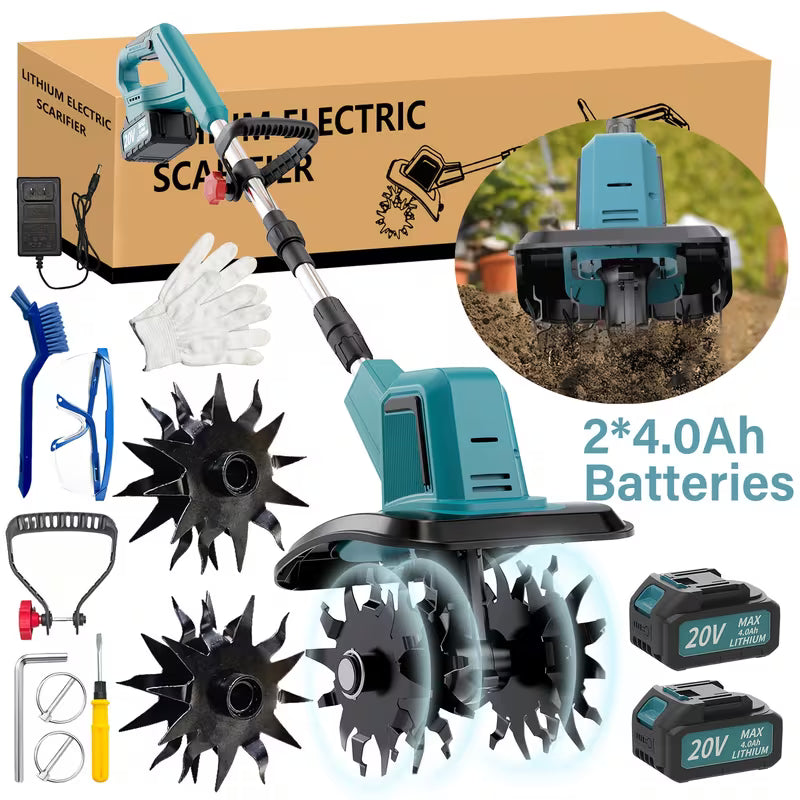 20V Cordless Tiller Cultivator with 4 * 12 Steel Tines