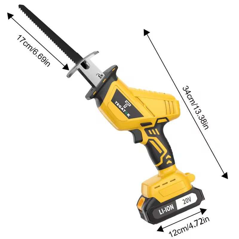 Newly Upgraded Electric Reciprocating Saw, Wireless HandSaw with LED Light and Safety Lock