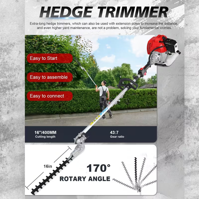 52cc 5-in-1/3-in-1/4-in-1 Gasoline Brush Cutter/Weeder/Trimmer/High Branch Saw, 52cc 2-stroke