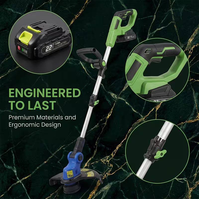 Saker 22V Weed Wacker, Electric String Trimmer Cordless With 2x2.0Ah Battery
