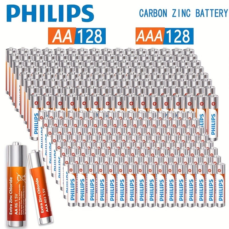 PHILIPS Carbon Zinc Disposable AA & AAA Batteries, 1.5V High