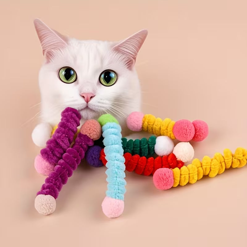 Bite-Resistant Cat Repair Toys - Indoor Elastic Interactive Toys, Battery-Free Set, Polyester, Random Color
