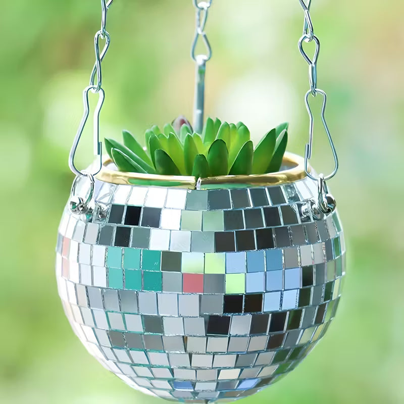 1pc Modern Glass Hanging Basket with Self-Watering System & Chain -/Outdoor Irregular Plant Pot