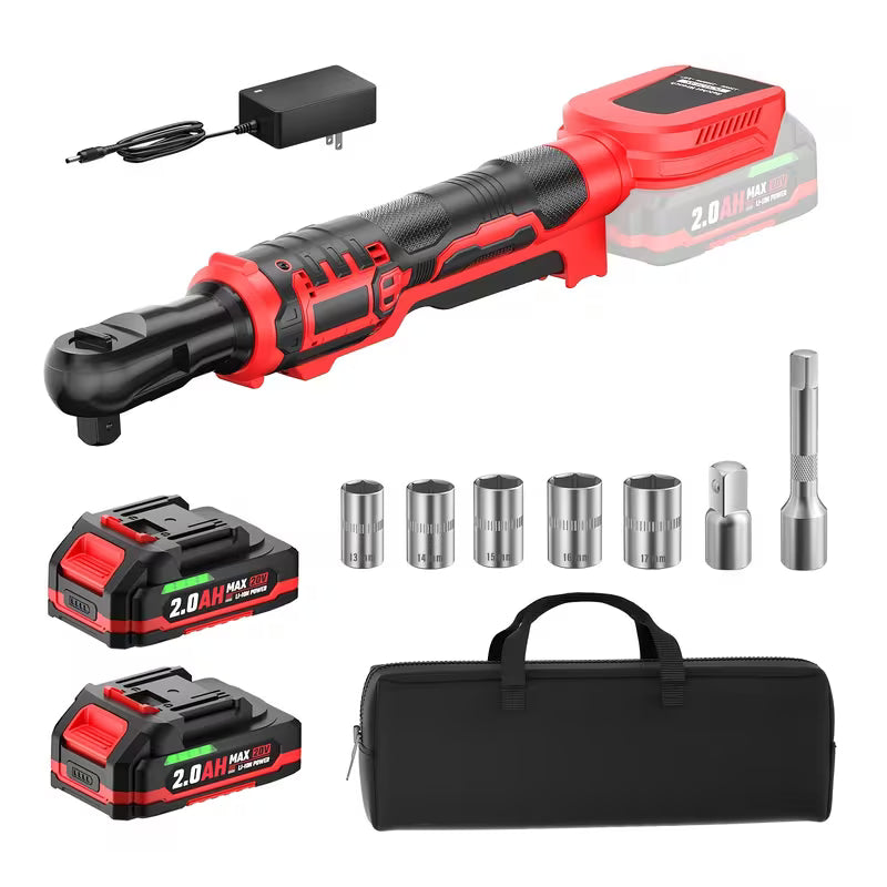 Cordless 21V 3/8" Ratchet Wrench Set, 88 Ft-lbs(120N.m), 500 RPM