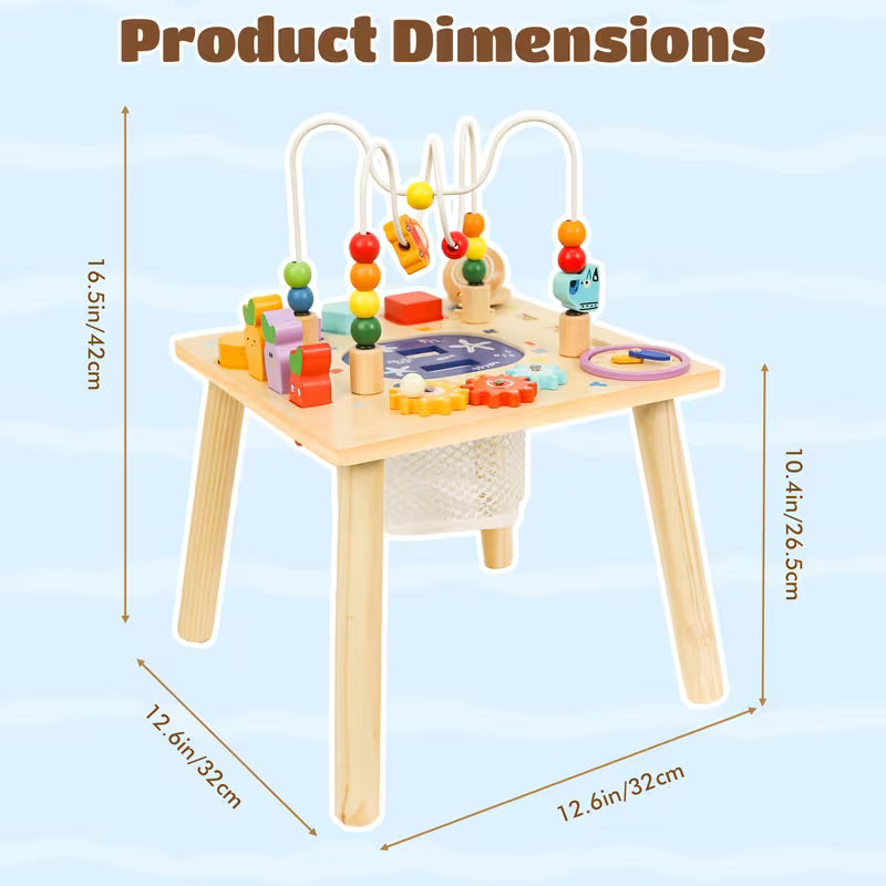 Wooden Activity Table for 1 Year Old 9-in-1