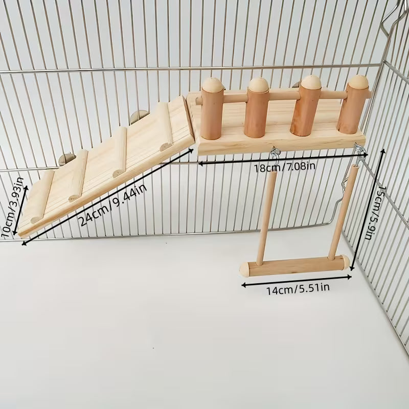 Wood Bird Perch & Swing, Wood, Green