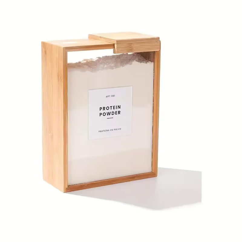 1/2pcs High-Quality Wooden Sliding Lid Food Storage Container, Transparent Acrylic Top
