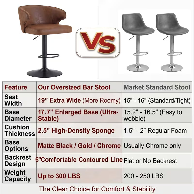 Bar Stools Set of 2 Adjustable Swivel Counter Height Chairs