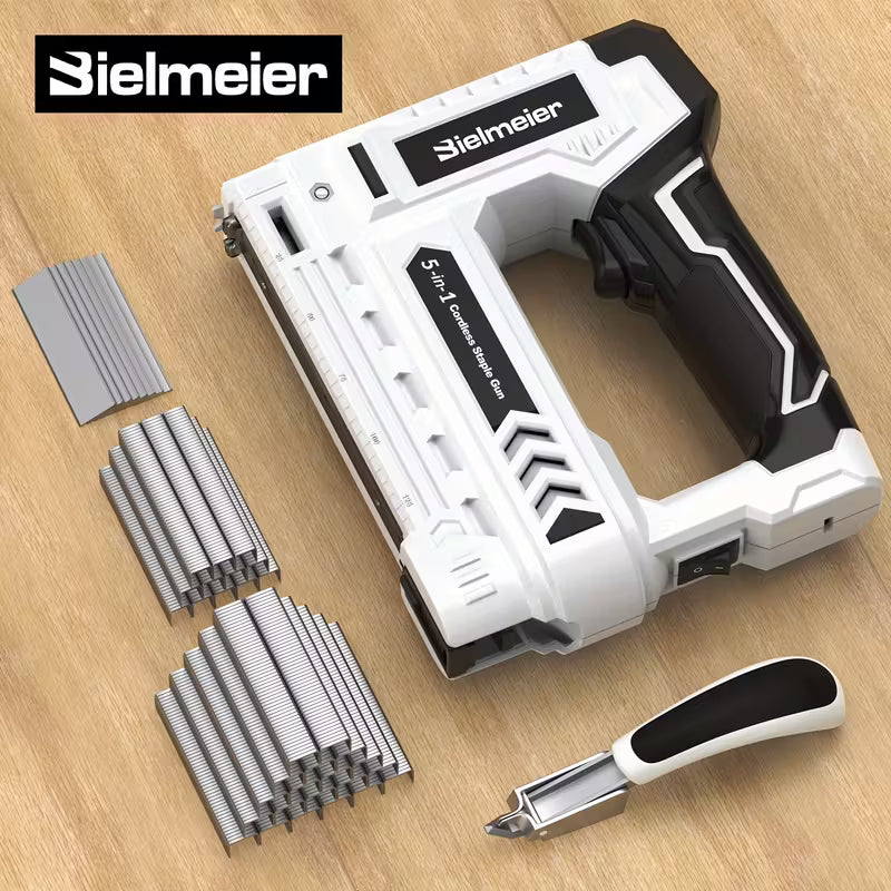 Bielmeier 4V 5-in-1 Type-C Rechargeable Stapler Kit, Spport T50/T20 Staples Set, Wood