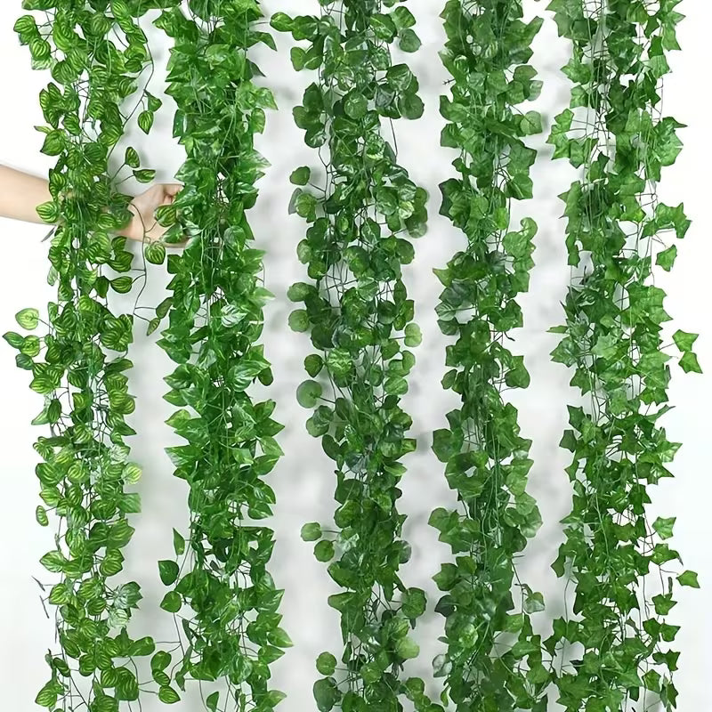 24pcs Realistic Green Ivy Leaf Wall Hanging Decor - Artificial Vine Garland for Home Garden