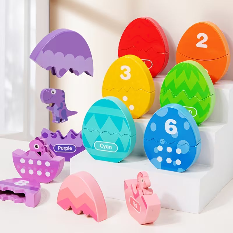 Wooden Dinosaur Egg Color and Number Matching Toy