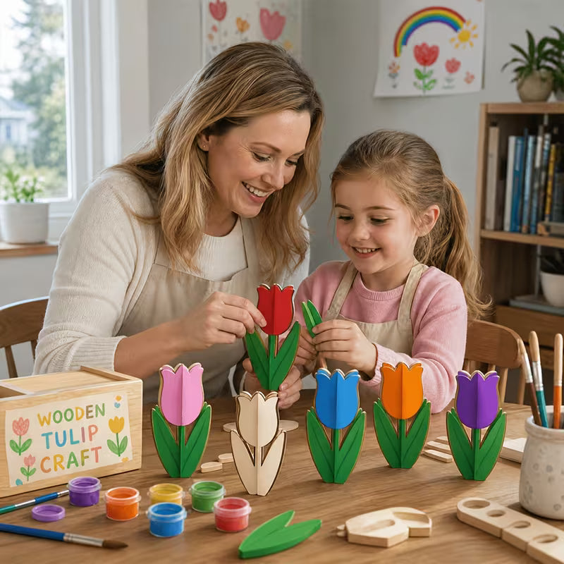 Wooden Tulip Shapes Set, Wooden